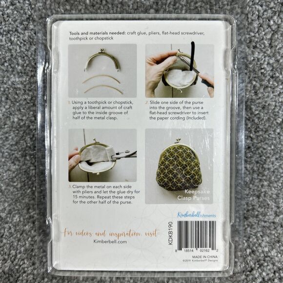 Two Metal Bag Making Curved Crescent Purse Frames Kiss Lock Clasp Vintage Brass - Picture 2 of 9